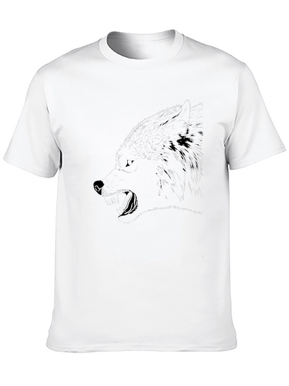 Mens Graphic Tee - Black Wolf Design