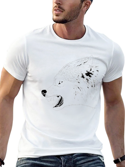 Mens Graphic Tee - Black Wolf Design