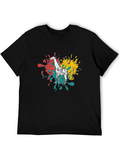 Giraffe Splatter Graphic Black T-Shirt
