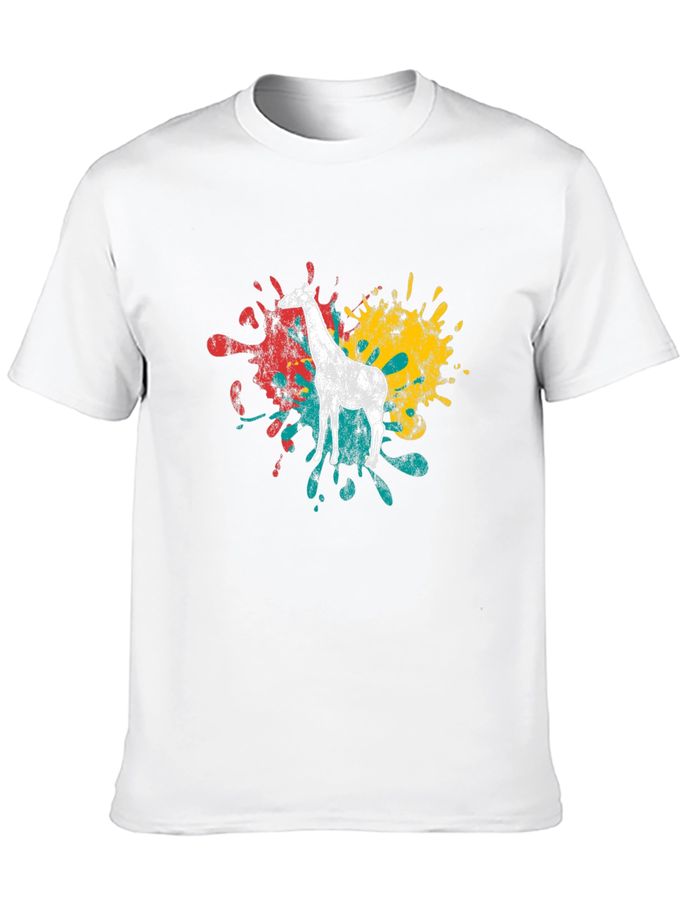 Giraffe Splatter Graphic Black T-Shirt