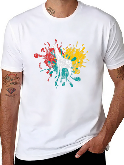 Giraffe Splatter Graphic Black T-Shirt