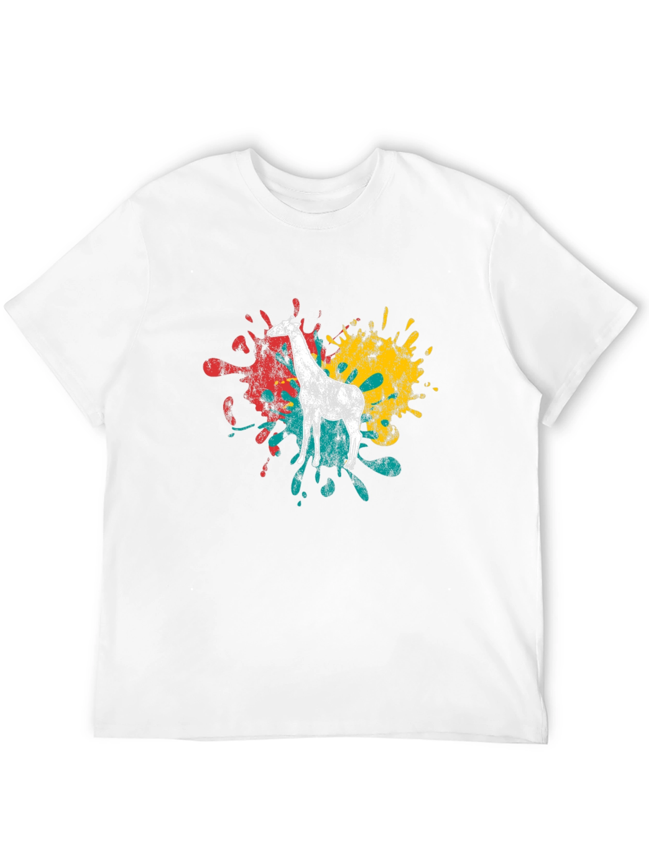 Giraffe Splatter Graphic Black T-Shirt