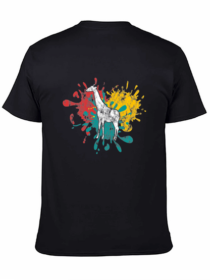 Giraffe Splatter Graphic Black T-Shirt
