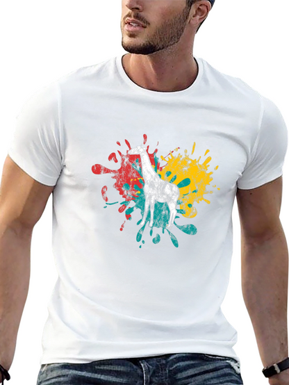 Giraffe Splatter Graphic Black T-Shirt