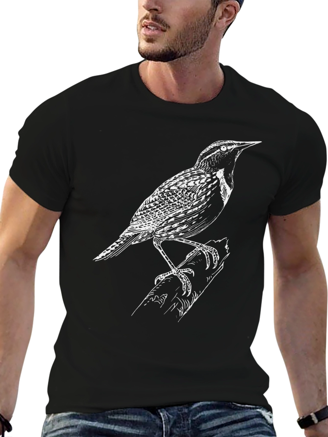 Bird Graphic Tee - Classic Black Cotton T-Shirt