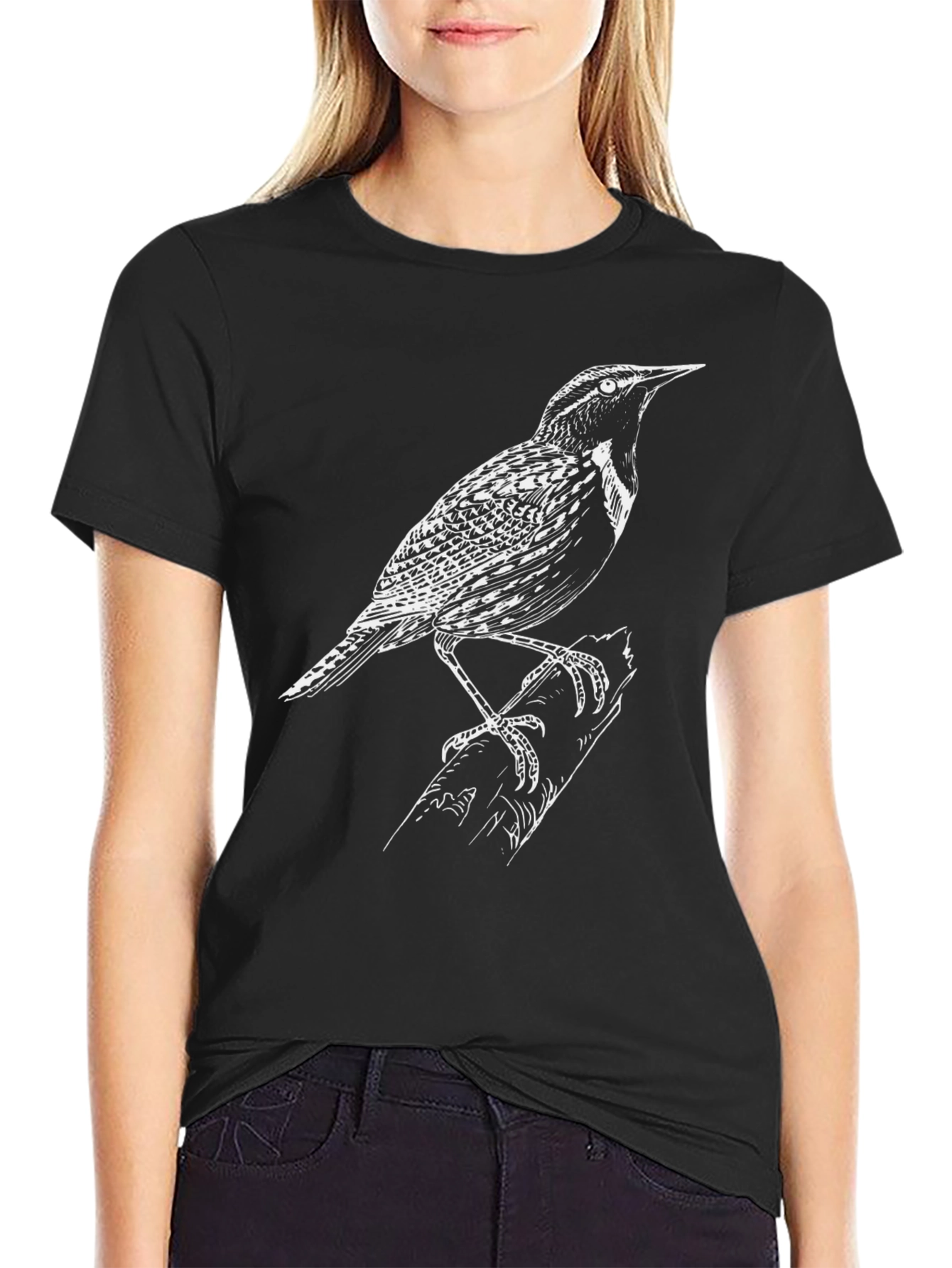 Bird Graphic Tee - Classic Black Cotton T-Shirt