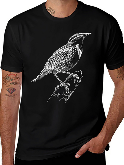 Bird Graphic Tee - Classic Black Cotton T-Shirt