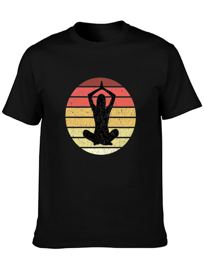 Yoga Pose Graphic Tee - Retro Sunset Design