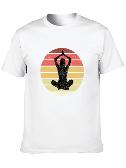 Yoga Pose Graphic Tee - Retro Sunset Design