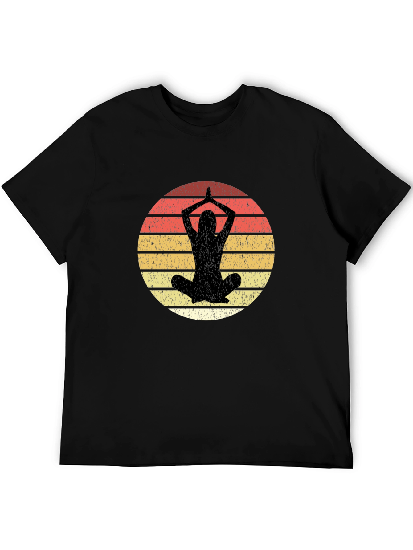 Yoga Pose Graphic Tee - Retro Sunset Design