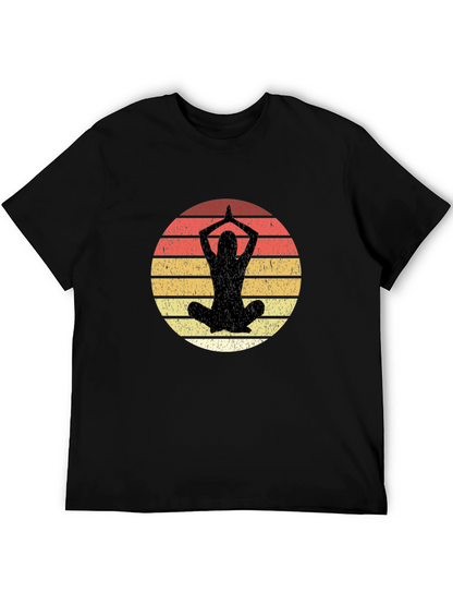 Yoga Pose Graphic Tee - Retro Sunset Design