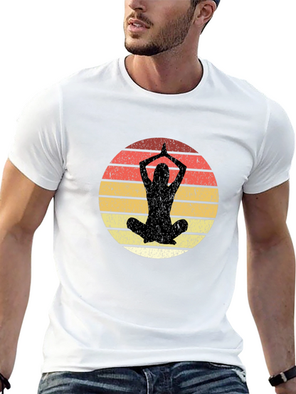Yoga Pose Graphic Tee - Retro Sunset Design