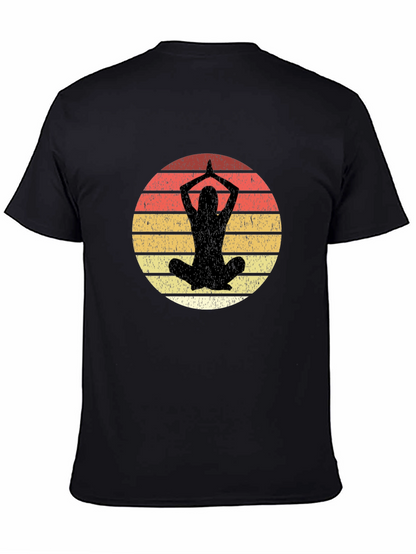 Yoga Pose Graphic Tee - Retro Sunset Design