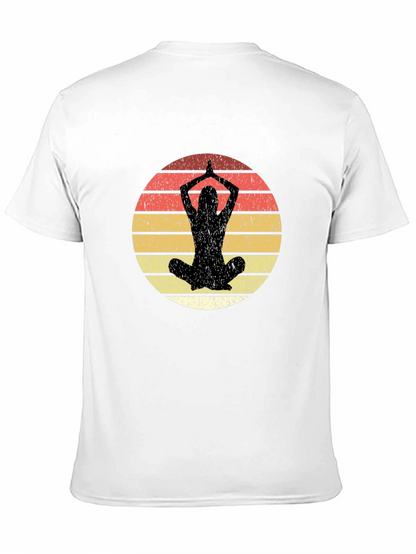 Yoga Pose Graphic Tee - Retro Sunset Design