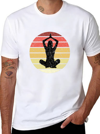 Yoga Pose Graphic Tee - Retro Sunset Design