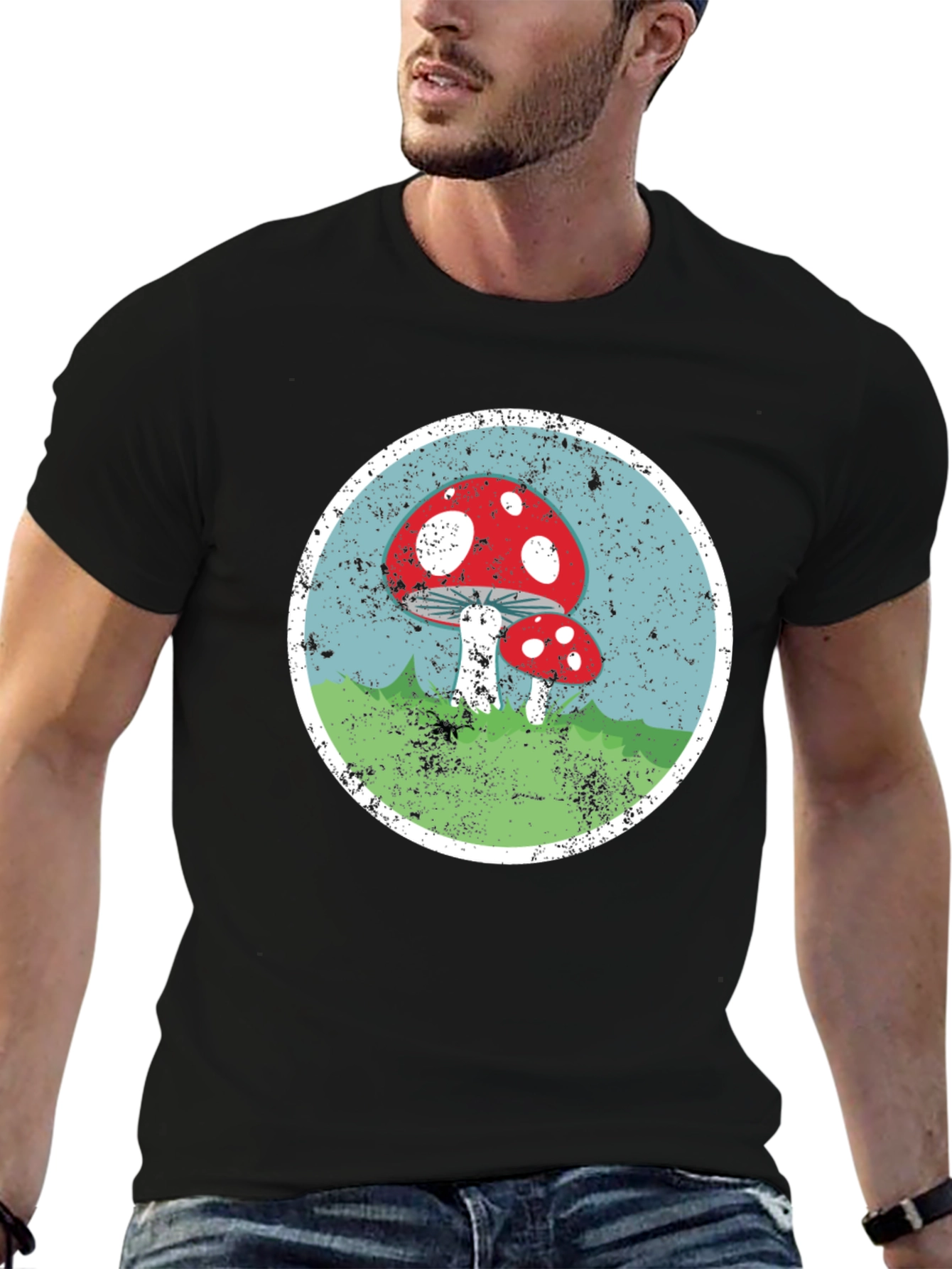 Mushroom Circle Graphic Tee - Black