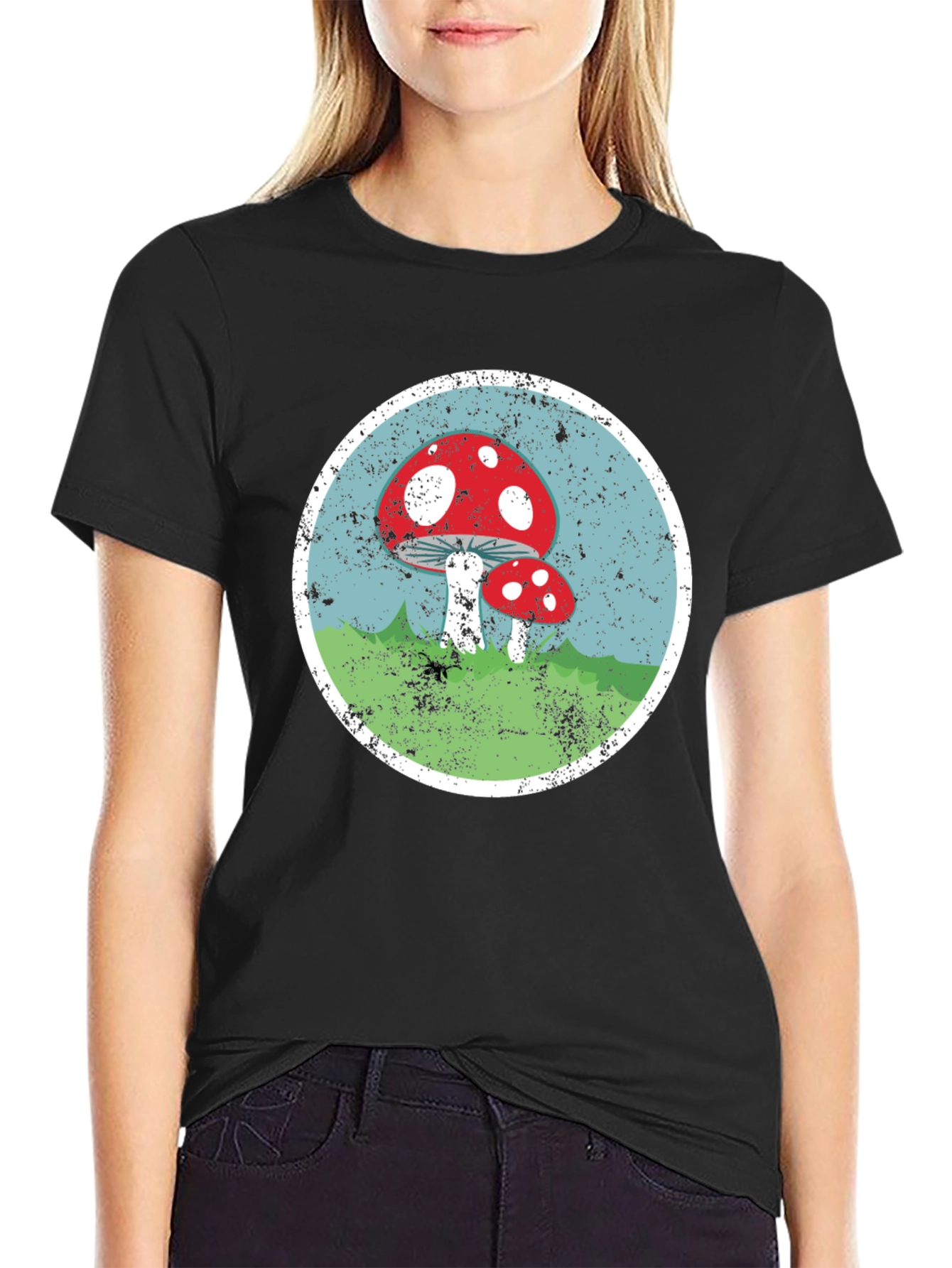 Mushroom Circle Graphic Tee - Black