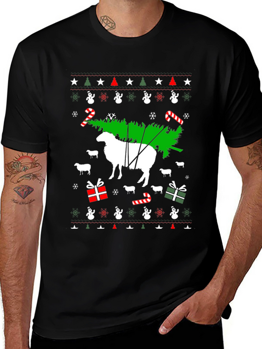 Festive Sheep Christmas Tree T-Shirt