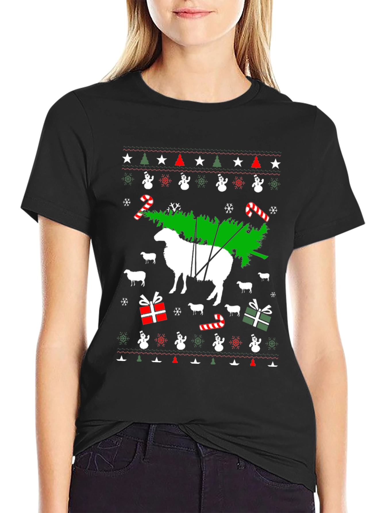 Festive Sheep Christmas Tree T-Shirt