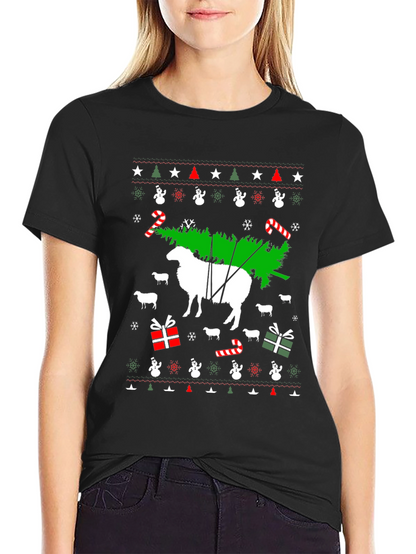 Festive Sheep Christmas Tree T-Shirt