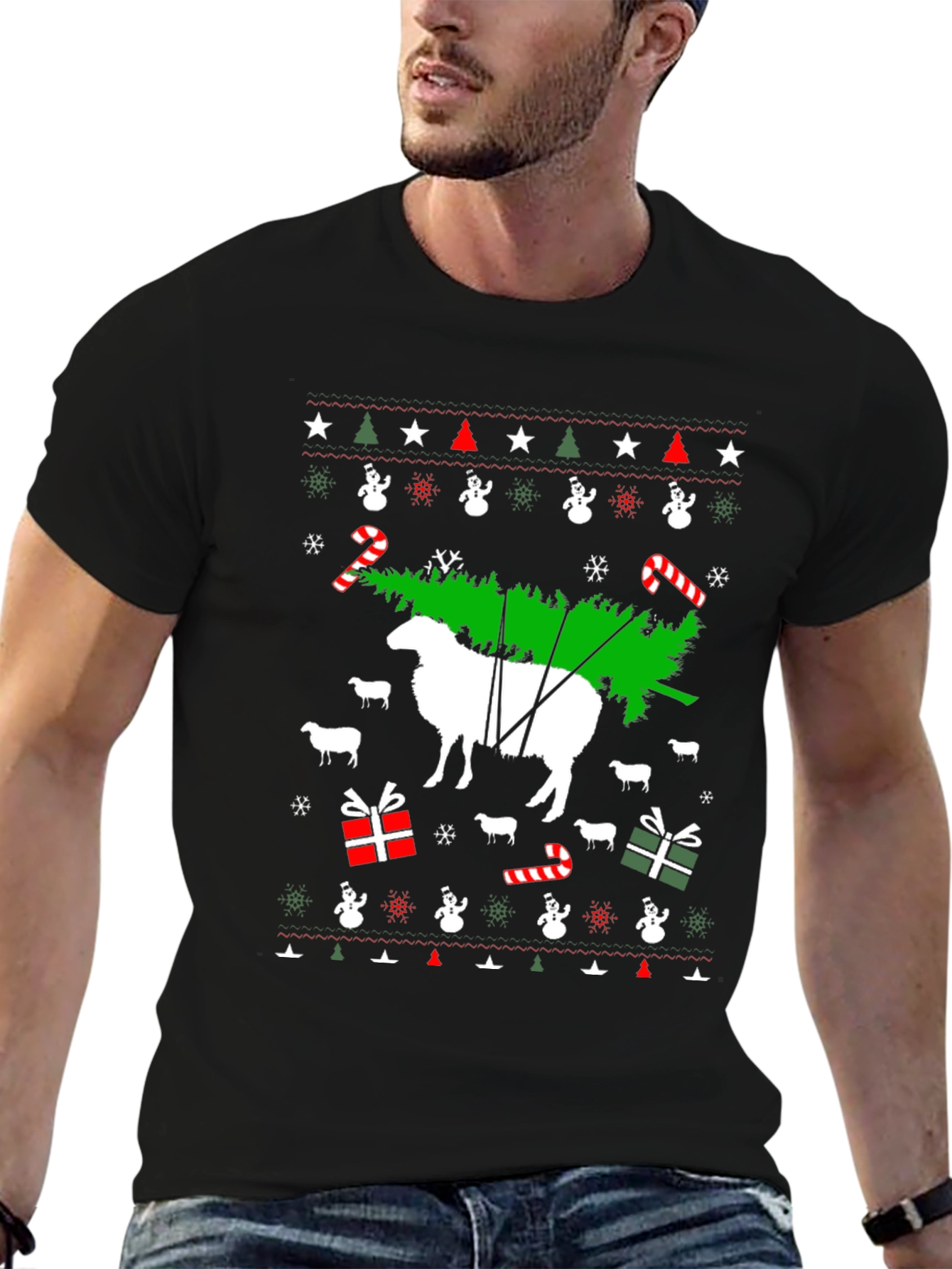 Festive Sheep Christmas Tree T-Shirt