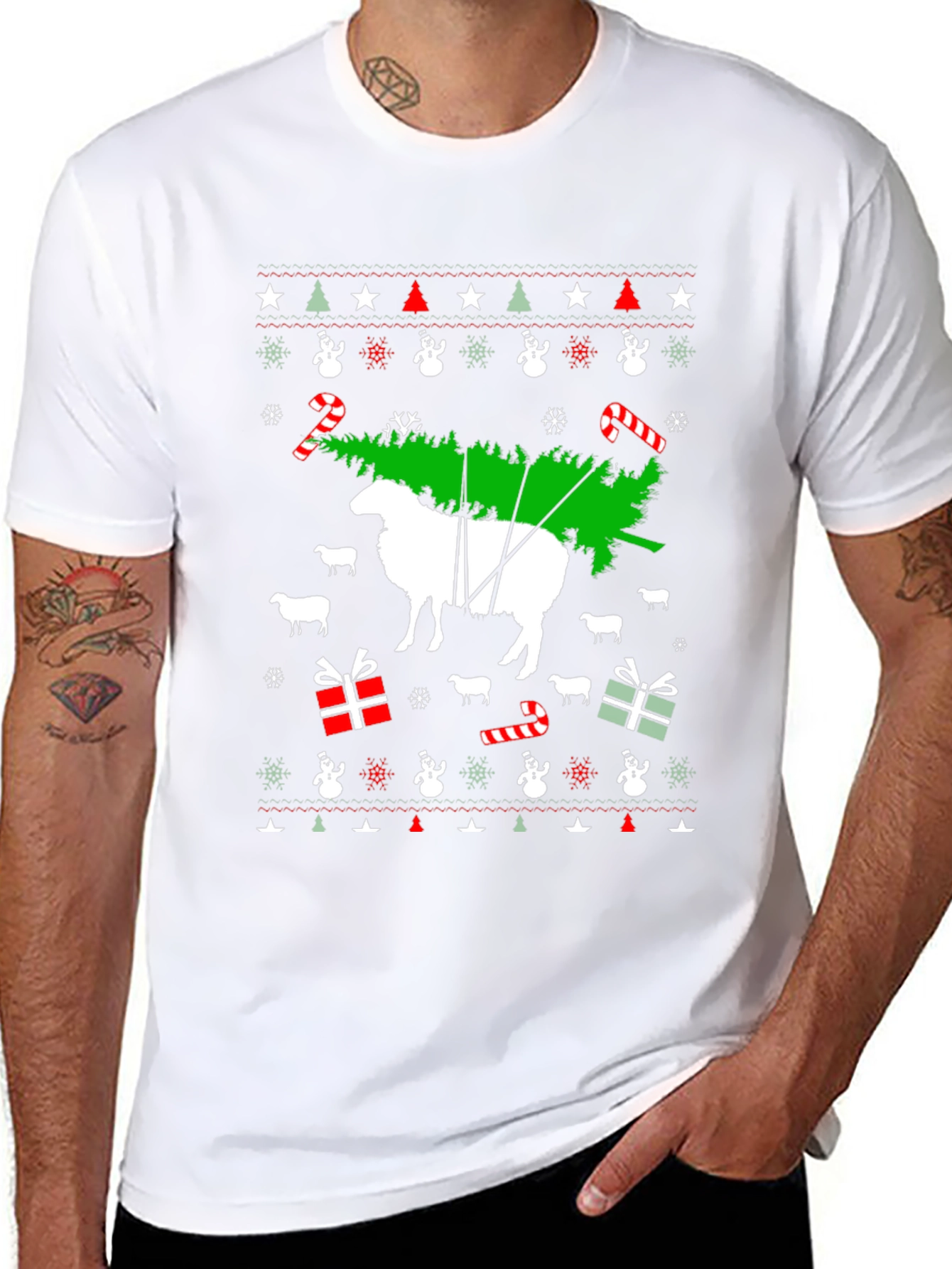 Festive Sheep Christmas Tree T-Shirt