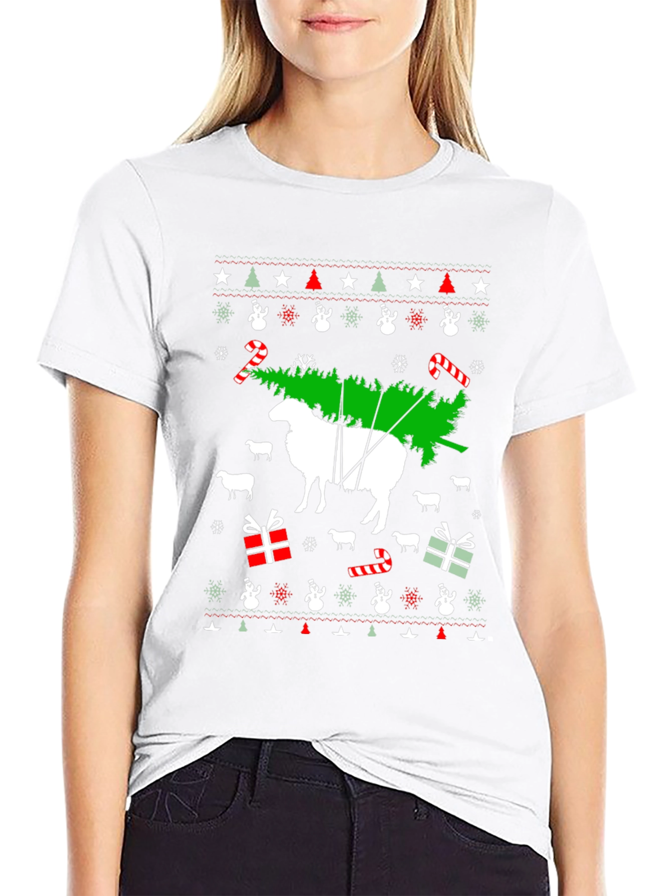 Festive Sheep Christmas Tree T-Shirt