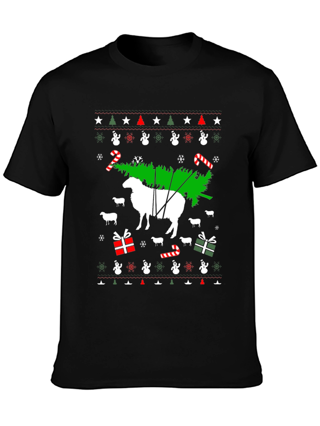 Festive Sheep Christmas Tree T-Shirt