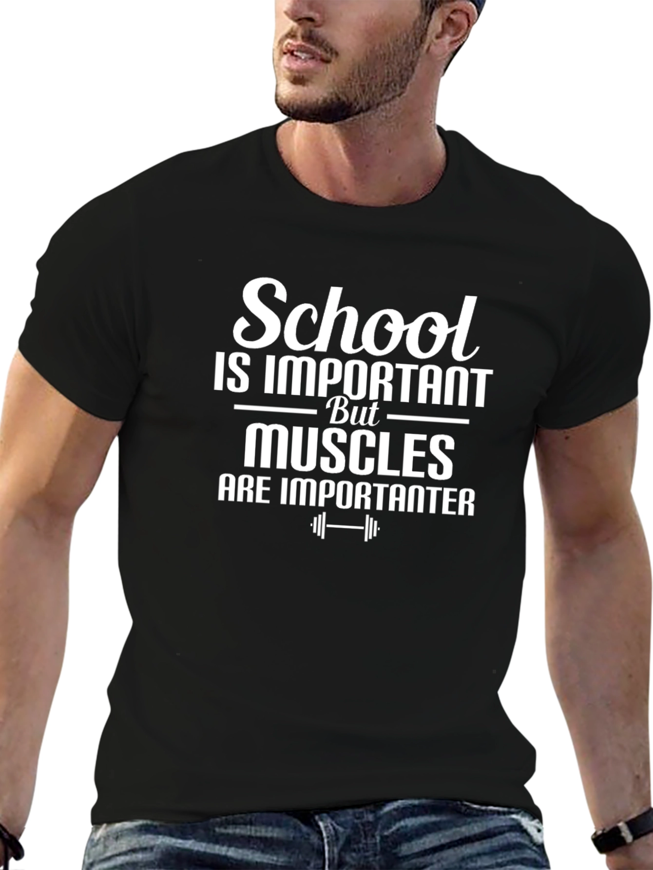 School vs. Muscles Graphic T-Shirt