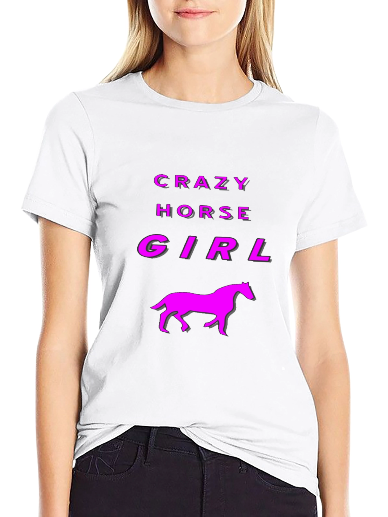 Crazy Horse Girl Graphic Tee - Black
