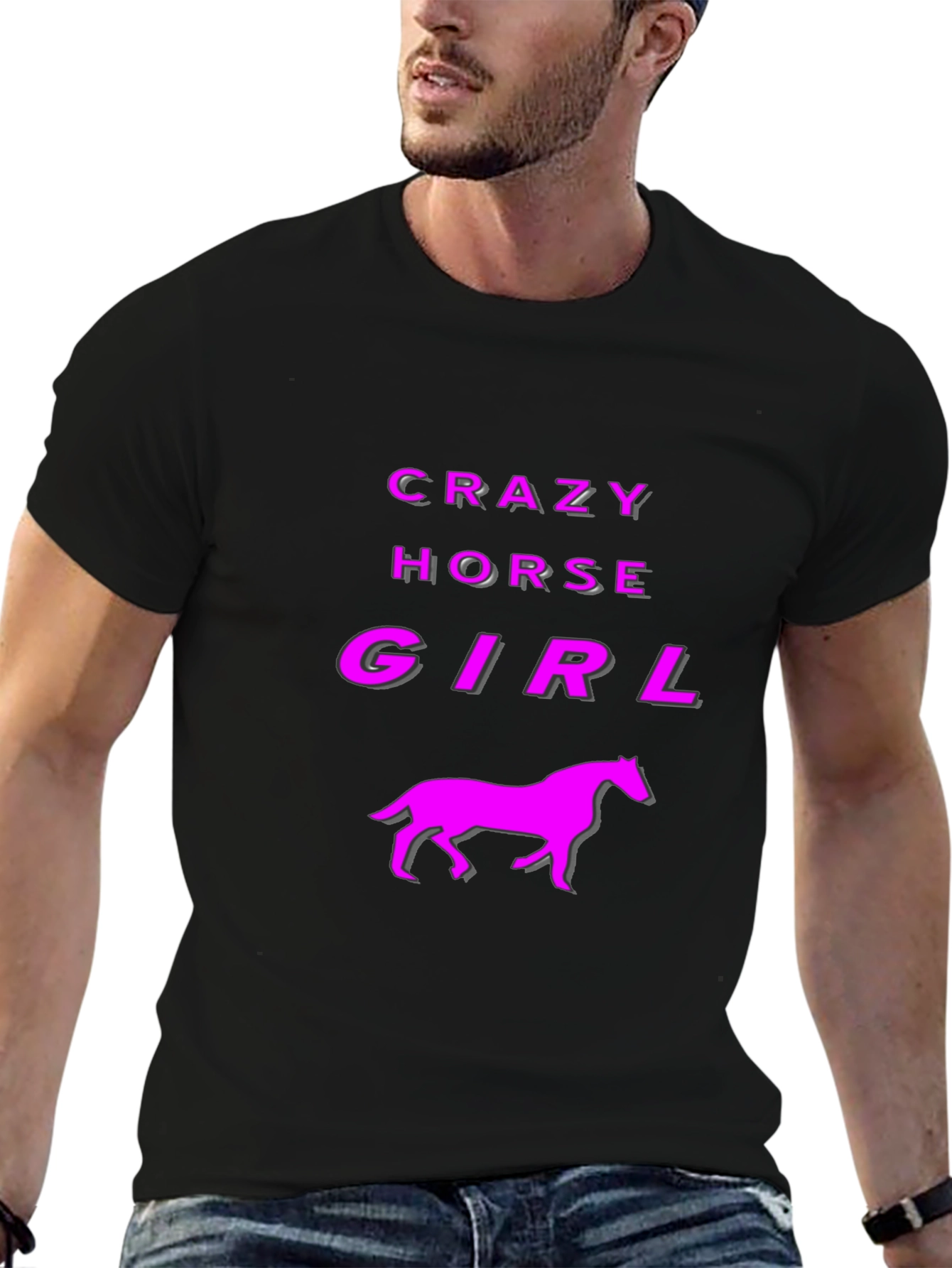 Crazy Horse Girl Graphic Tee - Black
