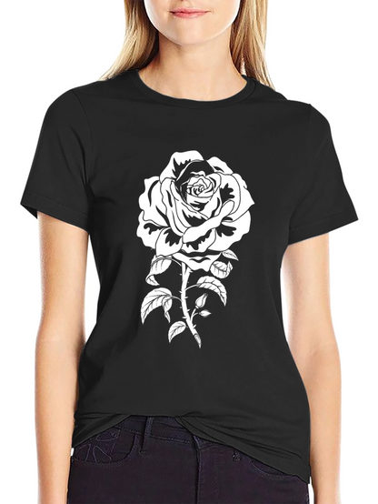 Black Rose Graphic T-Shirt - Stylish Floral Tee