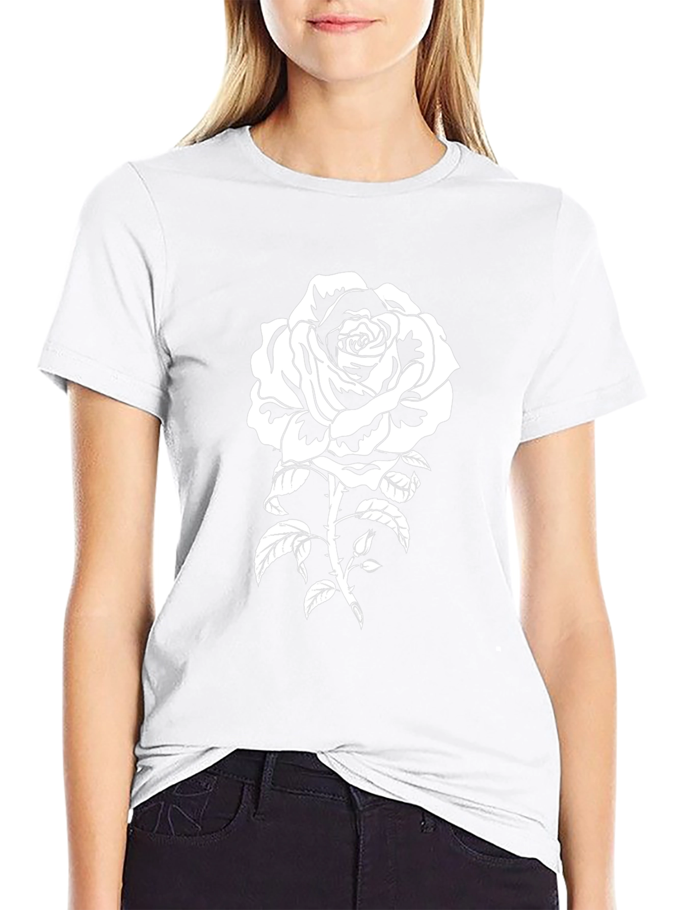 Black Rose Graphic T-Shirt - Stylish Floral Tee