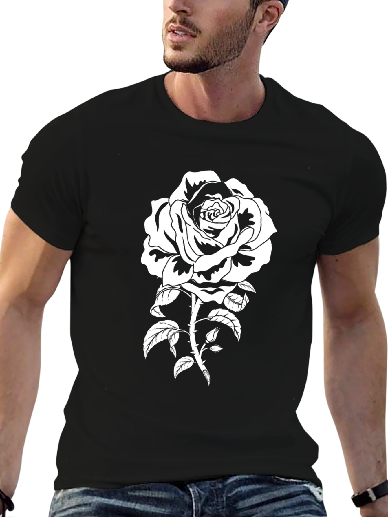 Black Rose Graphic T-Shirt - Stylish Floral Tee