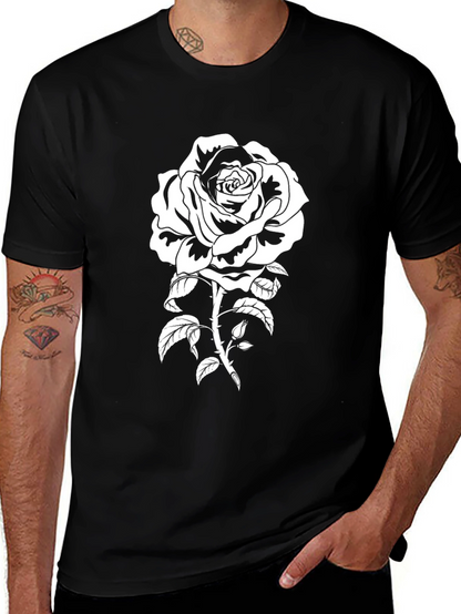 Black Rose Graphic T-Shirt - Stylish Floral Tee