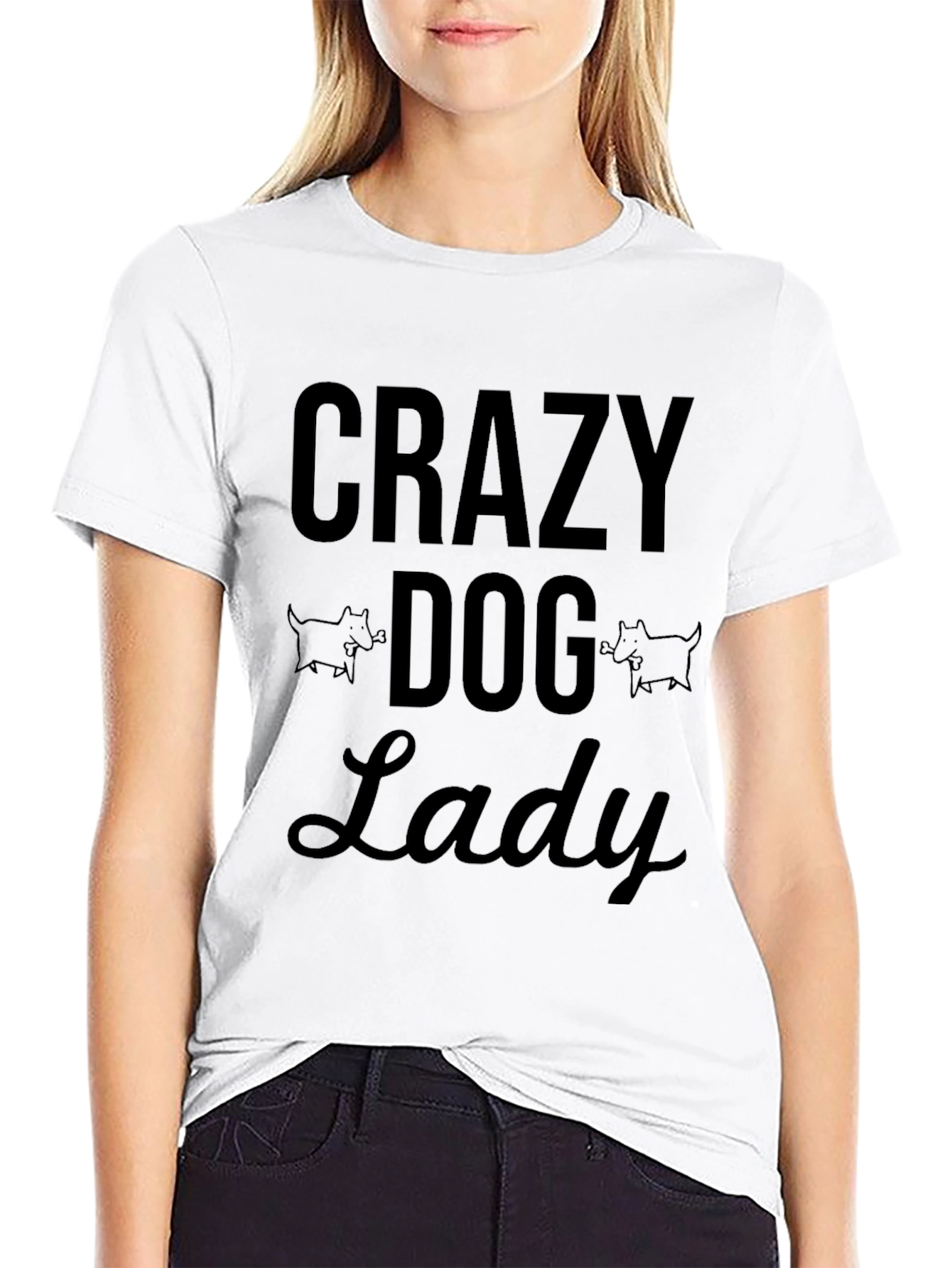 Crazy Dog Lady Black T-Shirt