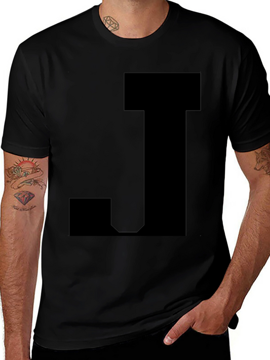 Bold Black Tee with J Design
