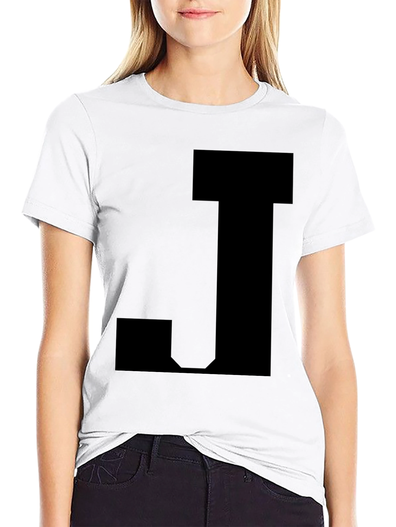 Bold Black Tee with J Design