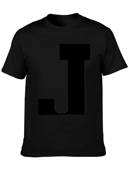 Bold Black Tee with J Design