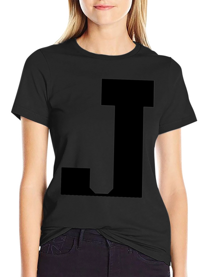 Bold Black Tee with J Design