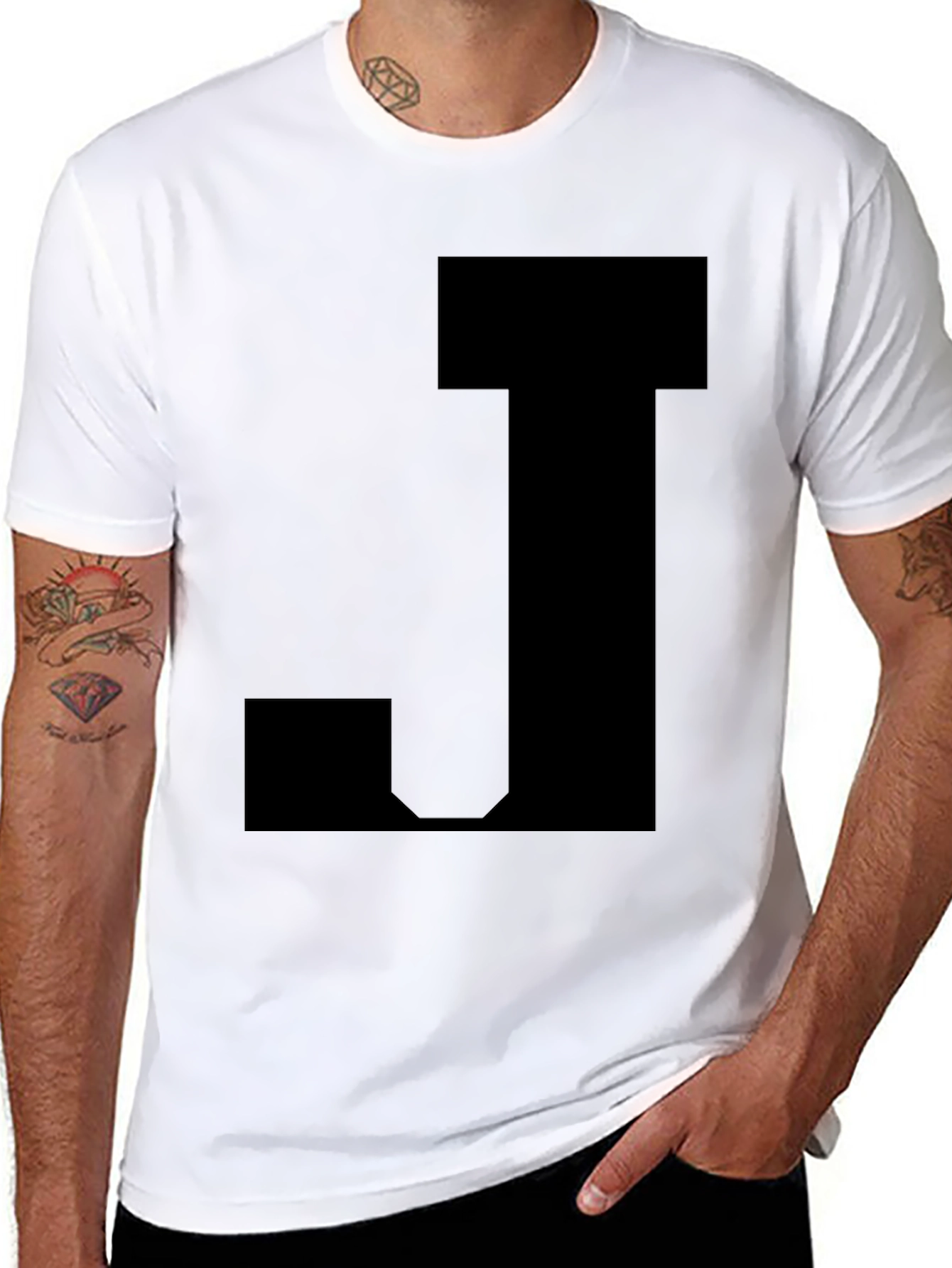 Bold Black Tee with J Design