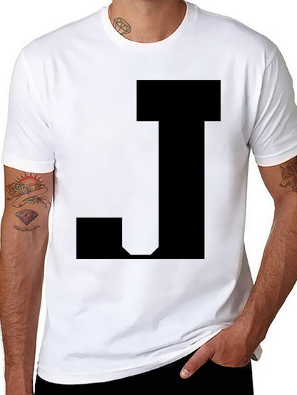 Bold Black Tee with J Design