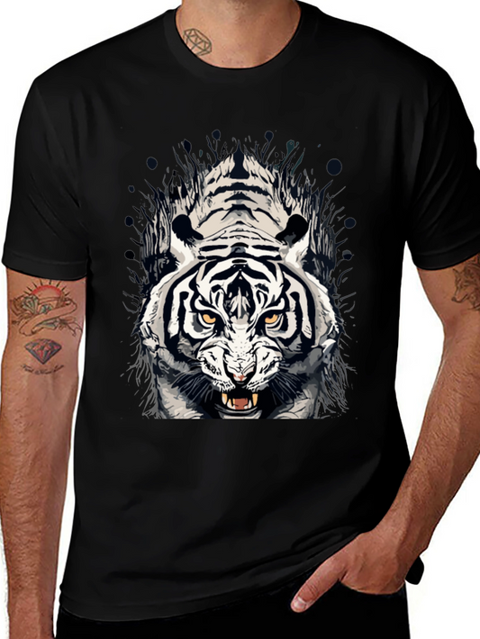 Tiger Graphic Print Crew Neck T-Shirt