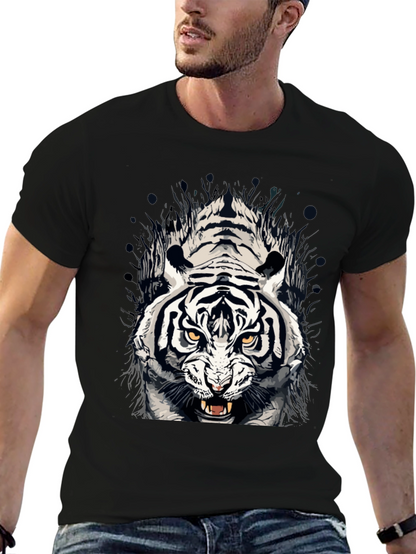 Tiger Graphic Print Crew Neck T-Shirt