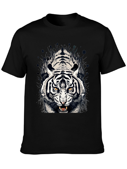 Tiger Graphic Print Crew Neck T-Shirt