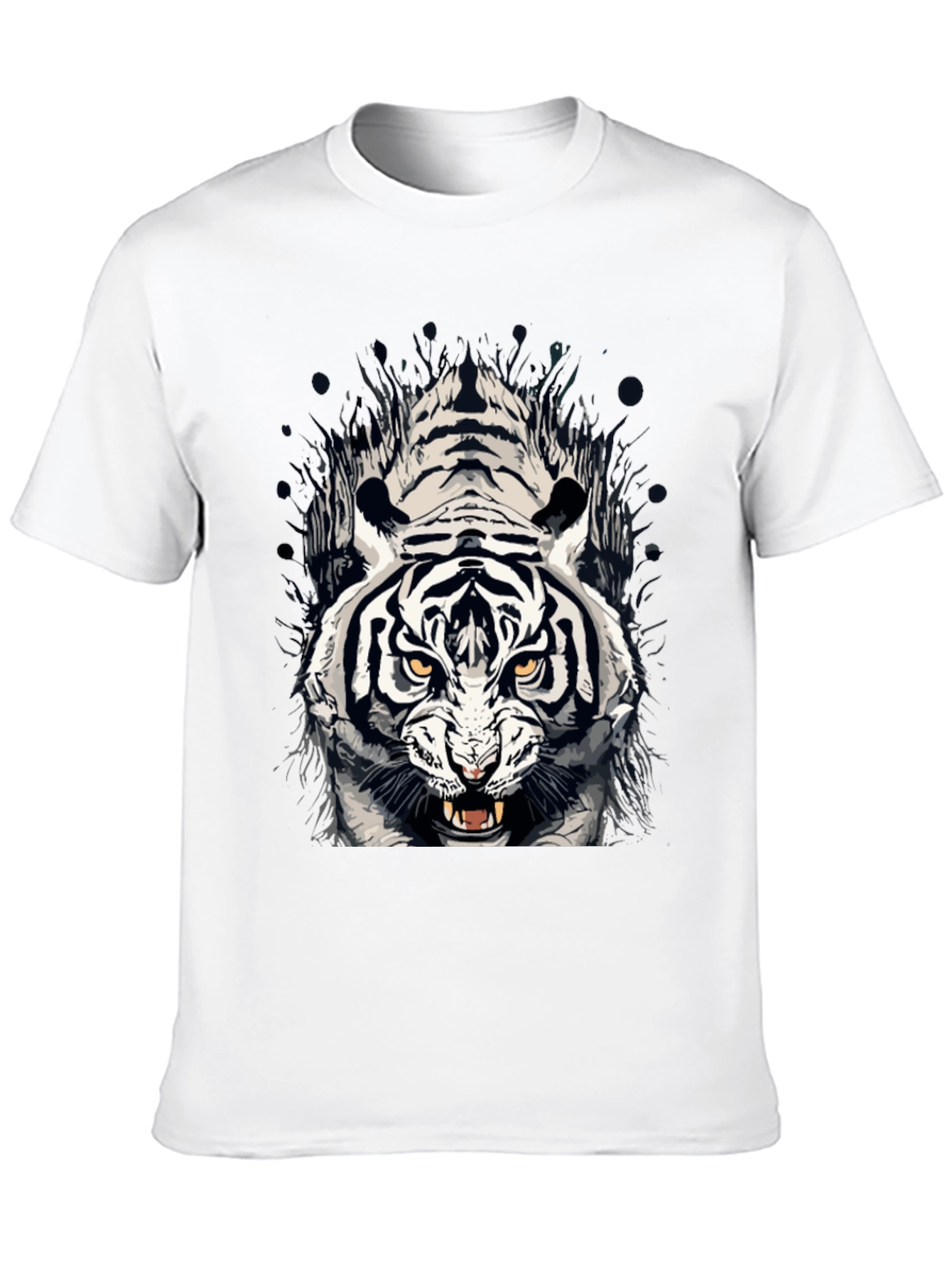 Tiger Graphic Print Crew Neck T-Shirt