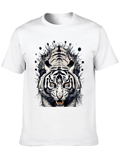 Tiger Graphic Print Crew Neck T-Shirt