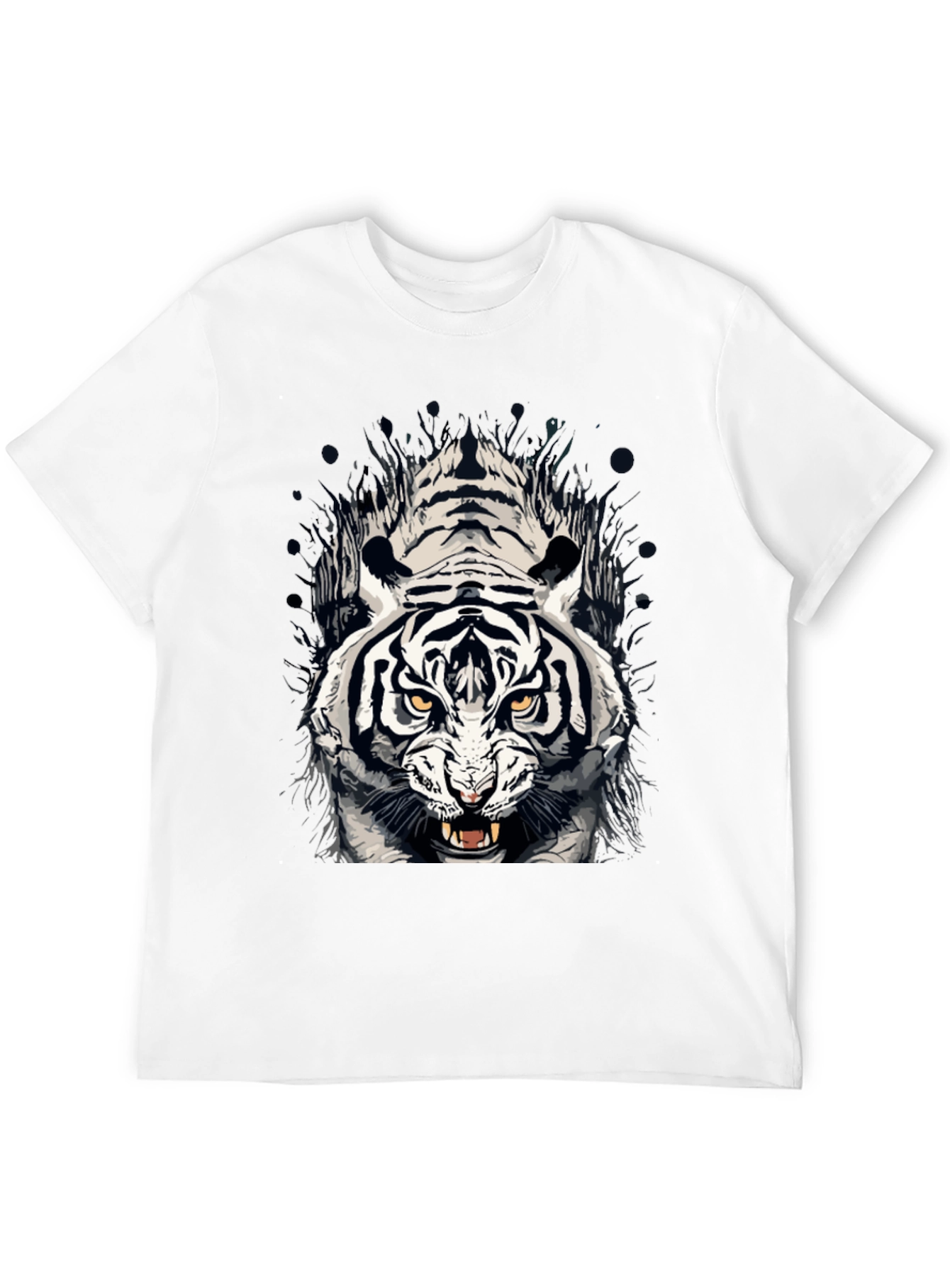 Tiger Graphic Print Crew Neck T-Shirt