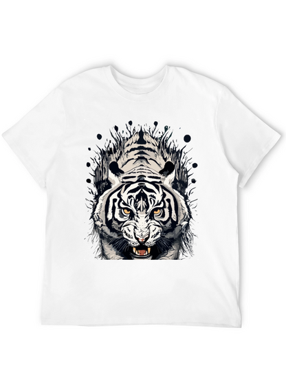 Tiger Graphic Print Crew Neck T-Shirt