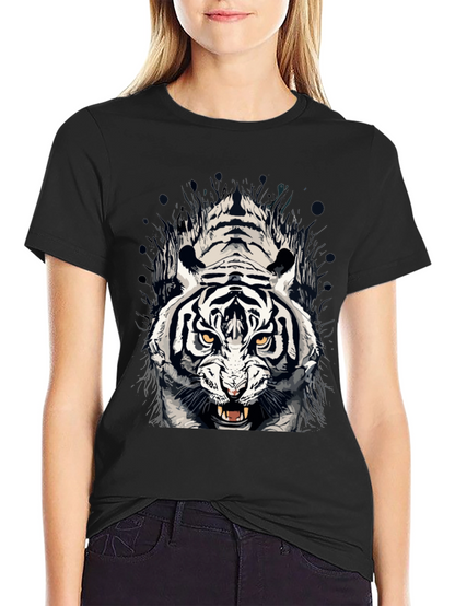 Tiger Graphic Print Crew Neck T-Shirt